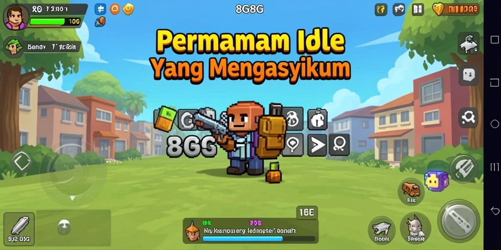 Tangkapan layar gameplay 8G8G yang menunjukkan kemajuan saat Idle.