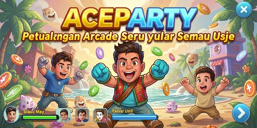 Tampilan gameplay ACEPARTY yang seru dan penuh warna.