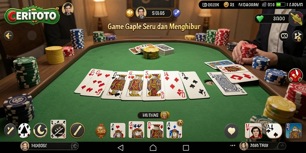 Screenshot CERITOTO menampilkan gameplay Gaple yang mengasyikkan dan seru.