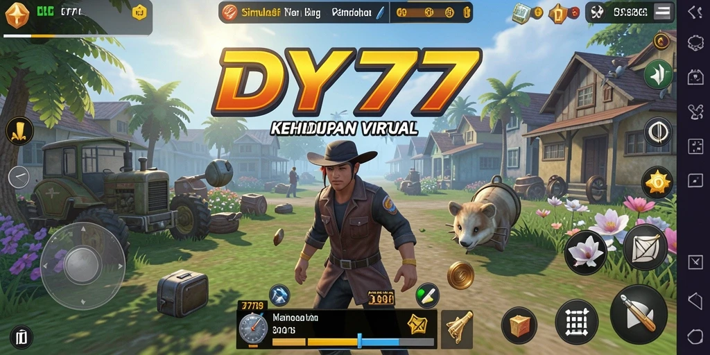 Tampilan screenshot dari gameplay DY777 dengan berbagai aktivitas dalam simulasi.