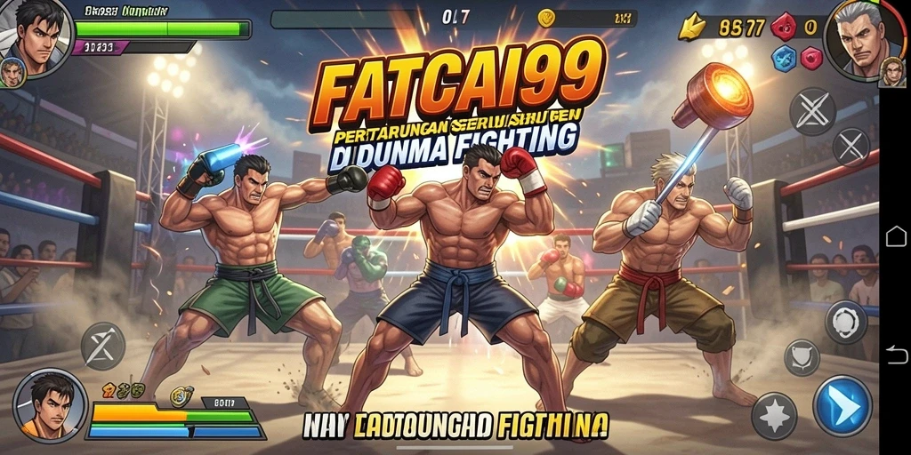 Screenshot gameplay FATCAI99 menampilkan pertarungan dinamis dan karakter yang hidup.