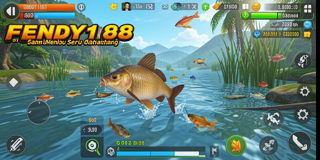 Screenshot gameplay FENDY188 dengan aksi memancing seru.