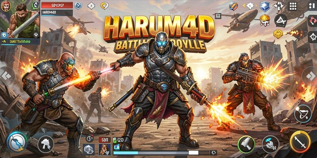 Gameplay mendebarkan dalam pertempuran Battle Royale yang intens.