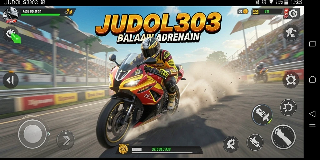 Gameplay mendebarkan dari JUDOL303 dengan aksi balapan motor.