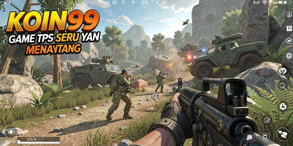 Tampilan gameplay seru dalam KOIN99 dengan aksi TPS yang mendebarkan.