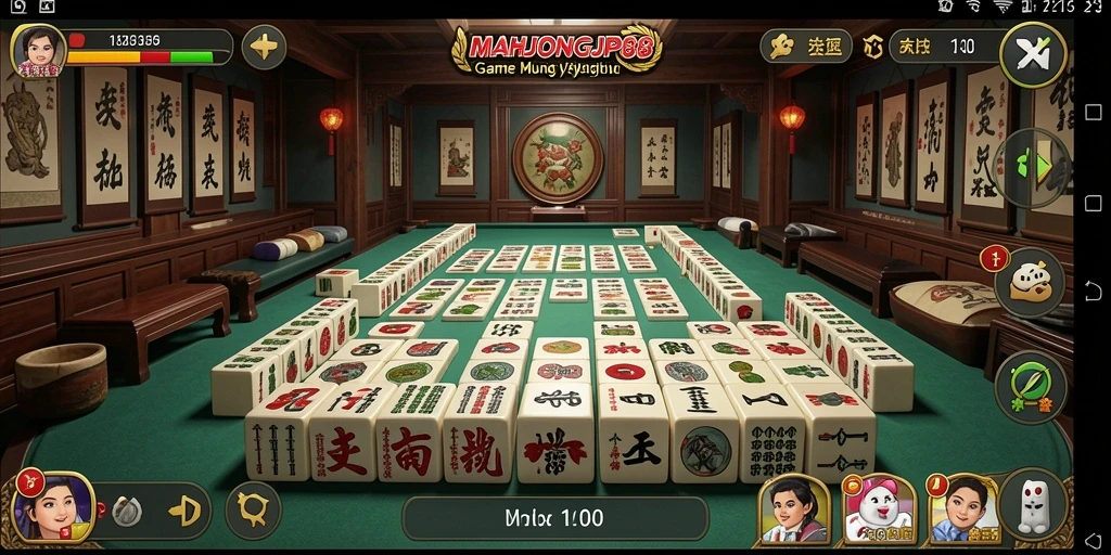 Tampilan utama gameplay <strong>MAHJONGJP88</strong> yang memikat dan interaktif.
