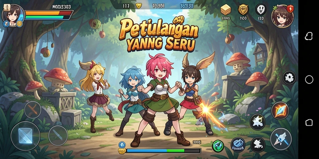 Screenshot MODE303 menampilkan aksi karakter dalam dunia anime yang menakjubkan.