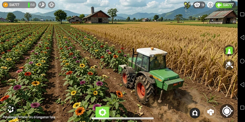 Screenshot gameplay SIA777 menunjukkan aktivitas bertani yang menarik.