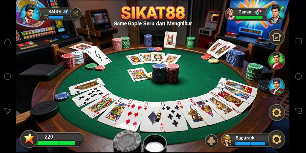 Tampilan seru gameplay SIKAT88 dalam permainan Gaple.