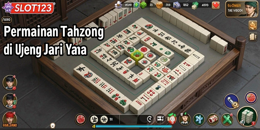 Tampilan gameplay di SLOT123 dengan ubin Mahjong yang menantang.