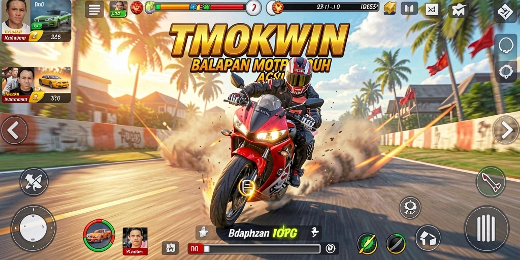 Tampilan gameplay seru dari balapan motor di TMOKWIN.