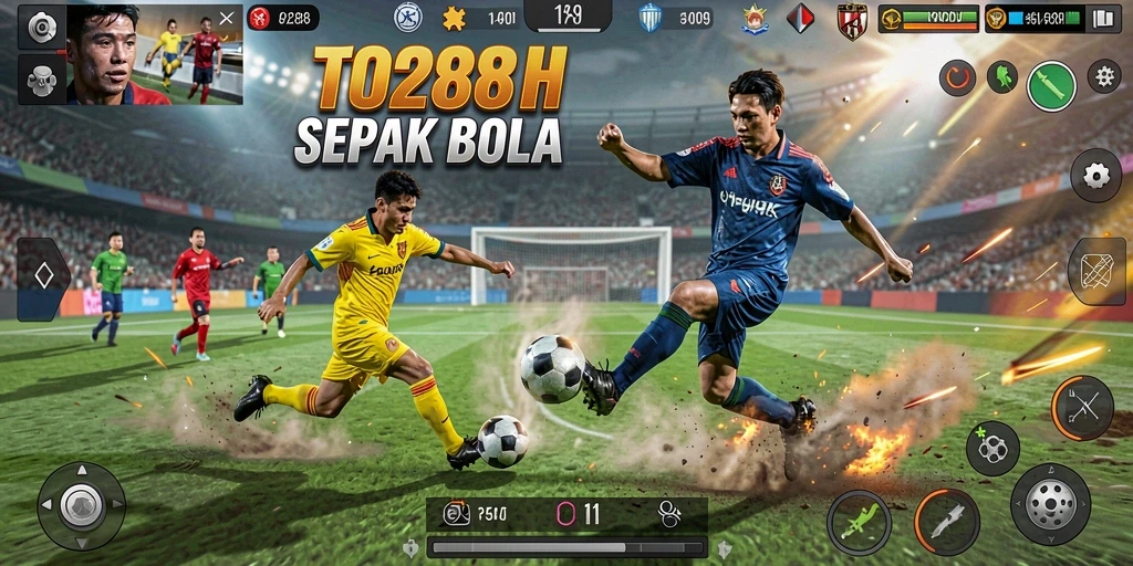 Tampilan gameplay TO288 yang mendebarkan dalam aksi sepak bola.