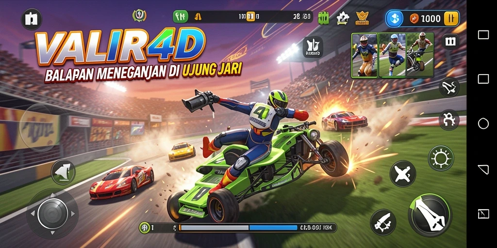 Tampilan menegangkan dari gameplay balapan VALIR4D yang seru.